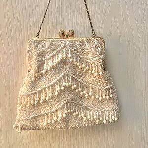 Vintage holiday cocktail hand beaded Italian purse